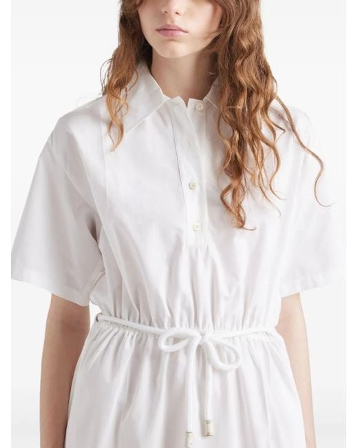 Vestido Corto Con Cordones Prada de color White