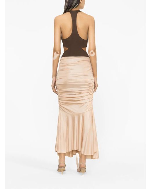 ANDREADAMO Natural Gathered-Detail Asymmetric-Hem Skirt