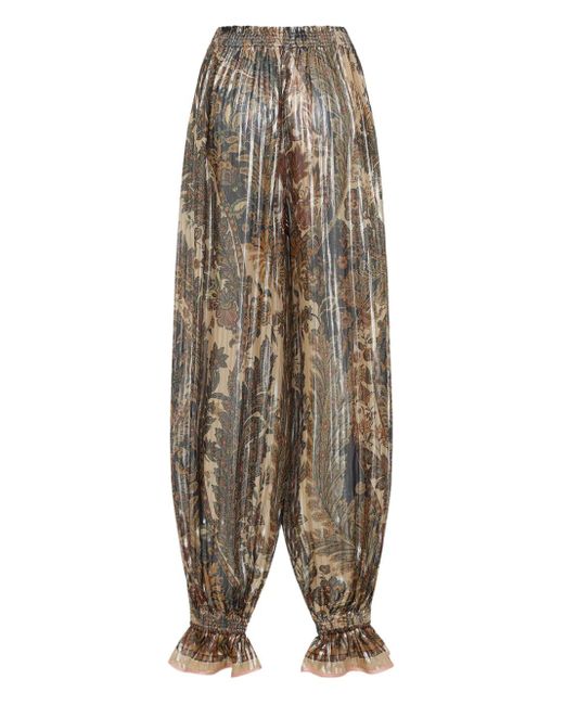 Valentino Garavani Natural Voyage Imaginaire-Print Balloon Trousers