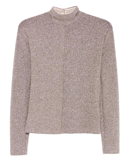 Forte Forte Blouse Met Lurex Detail En Hoge Hals in het Brown