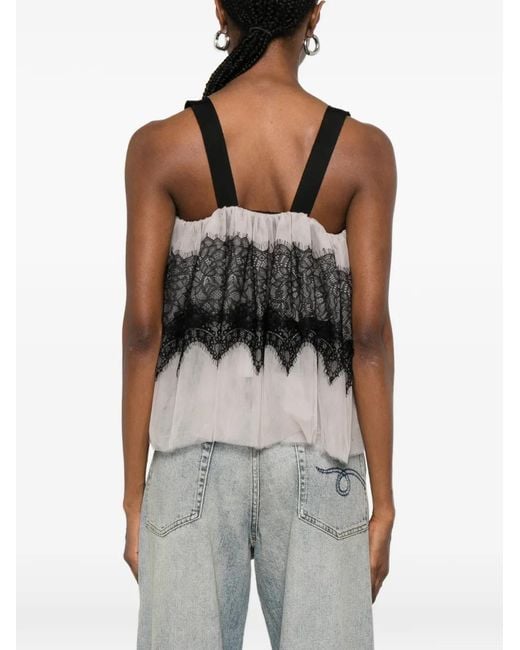 Viktor & Rolf Black Lace-Trim Blouse
