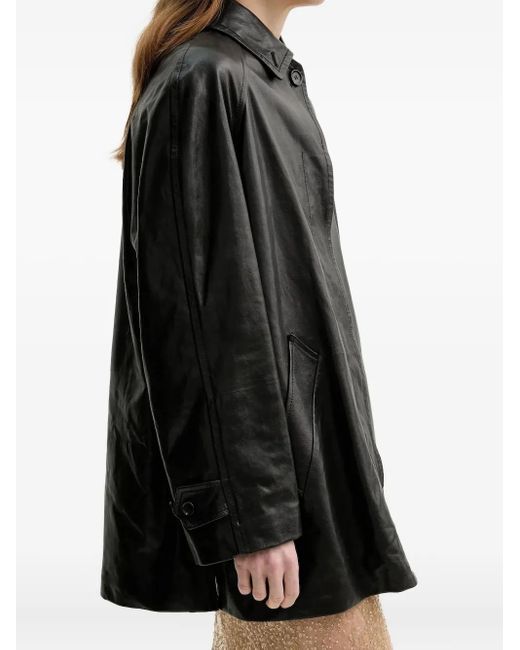 Bally Black Buttoned Leather Jacket