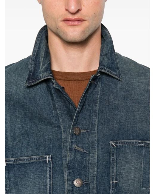 RRL Blue Torrington Wash Denim Shirt Jacket for men