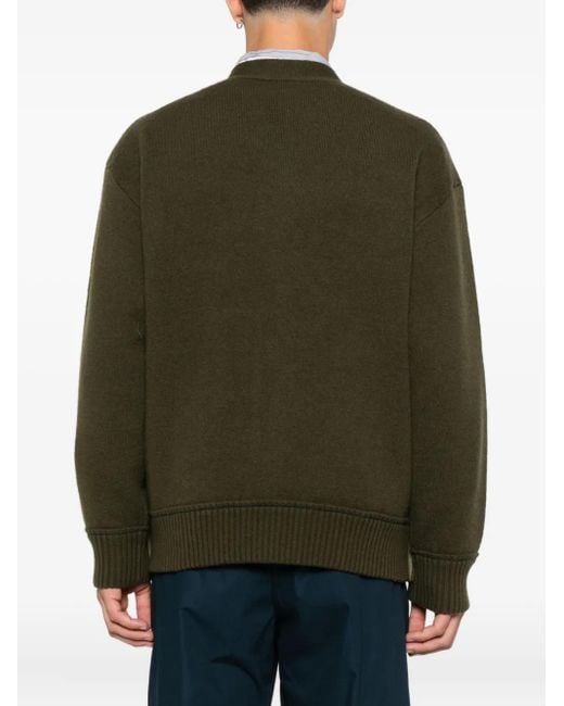 Sacai Green Button-Up Cardigan for men