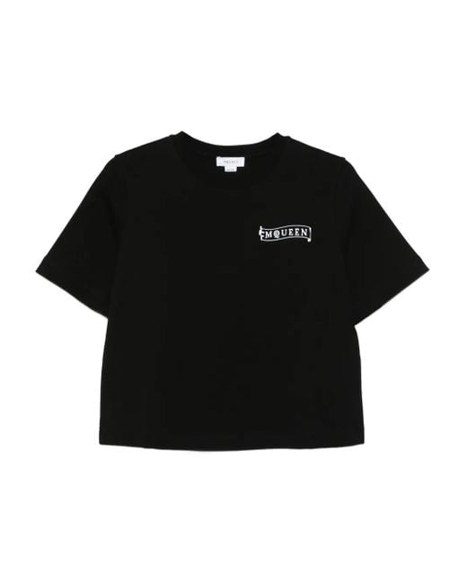 Alexander McQueen Black Logo-Embroidered Short-Sleeve T-Shirt
