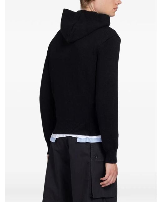GIMAGUAS Black Intarsia-Knit Zip-Up Hoodie