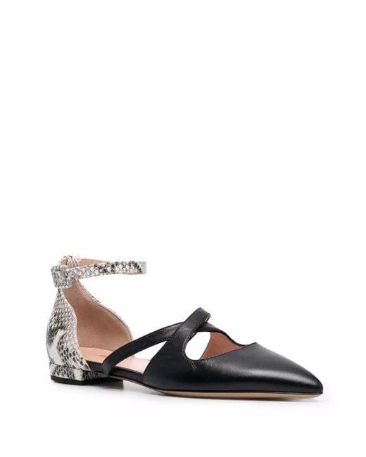 Bally White Python Print-Detail Pointed Pumps