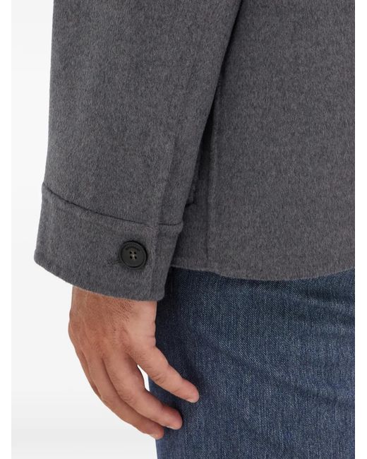 Ferragamo Gray Button Patch Shirt Jacket for men