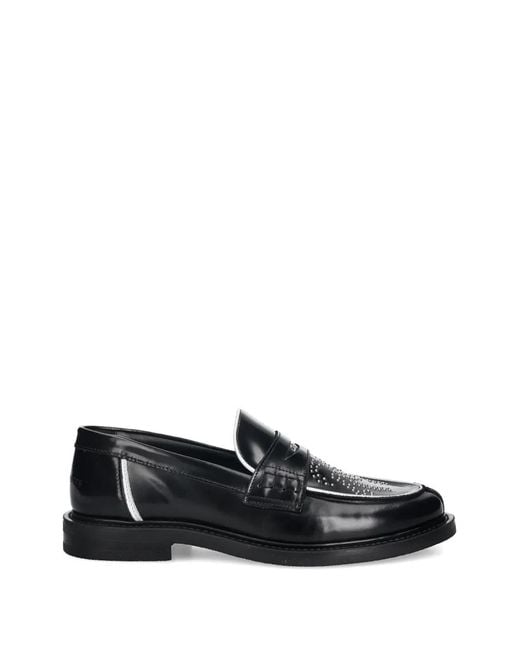 Filling Pieces Black Stud-Embellishment Loafers for men