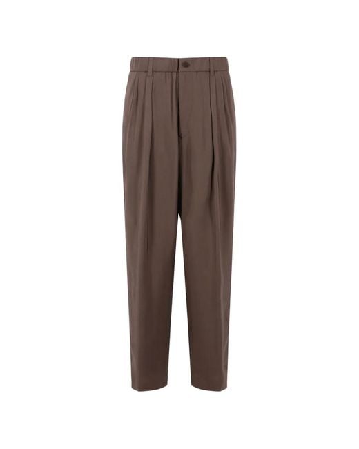 Giorgio Armani Brown Pleated Trousers for men