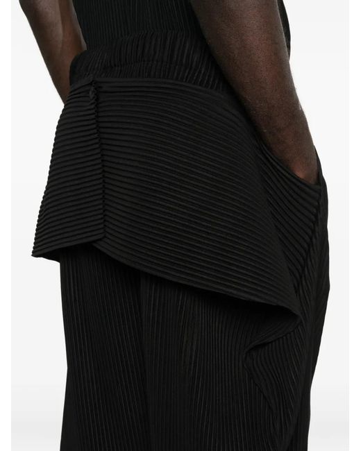 Homme Plissé Issey Miyake Black Pleated Cropped Trousers for men