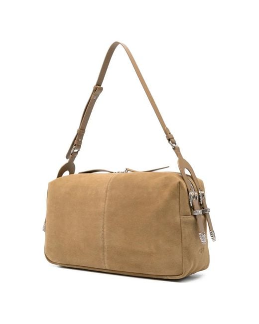 Pinko Natural Large Keeper Suede Shoulder Bag