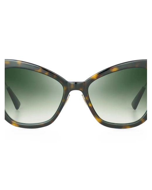 Bugatti Green Tortoiseshell-Effect Cat-Eye Sunglasses