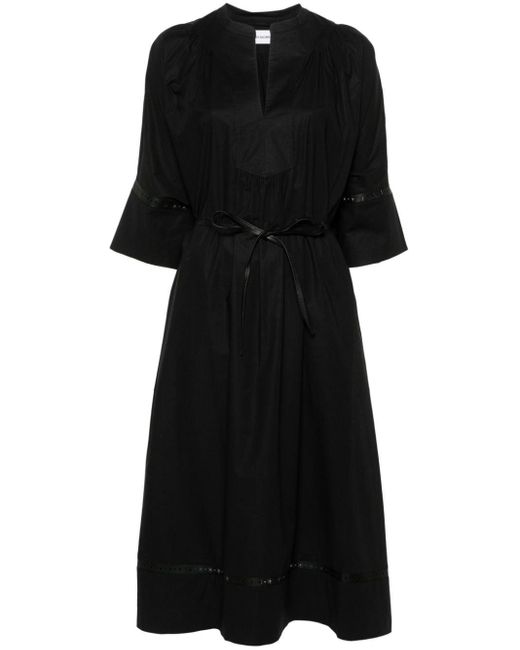 Yves Salomon Black Belted Midi Dress