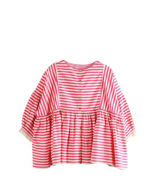 Péro Pink Striped Buttoned Blouse