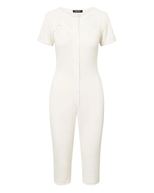Elena Velez Y6 Long Johns リブニット ジャンプスーツ White