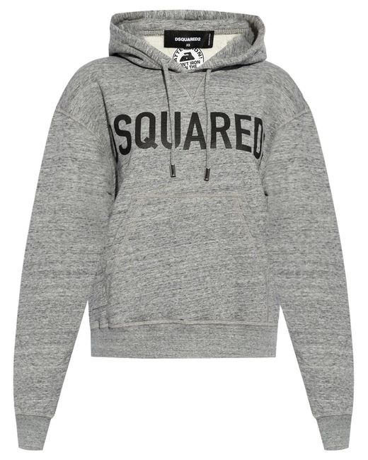 DSquared² Gray Logo-Print Hoodie