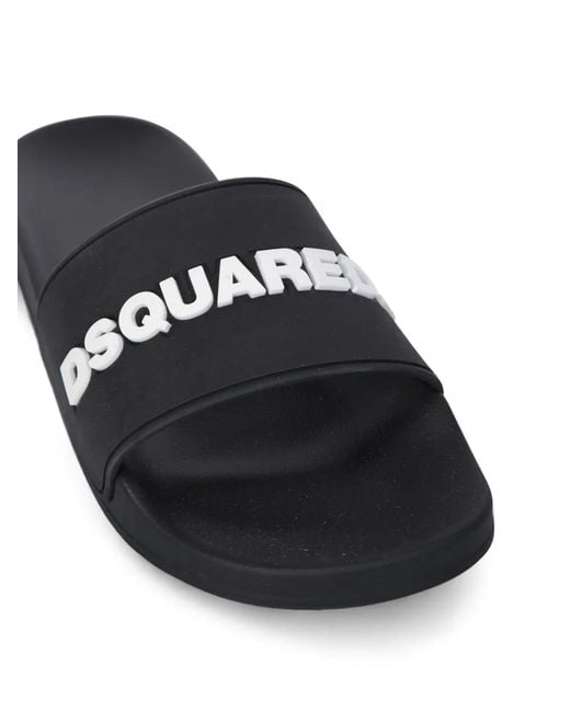 DSquared² White Logo-Patch Slides