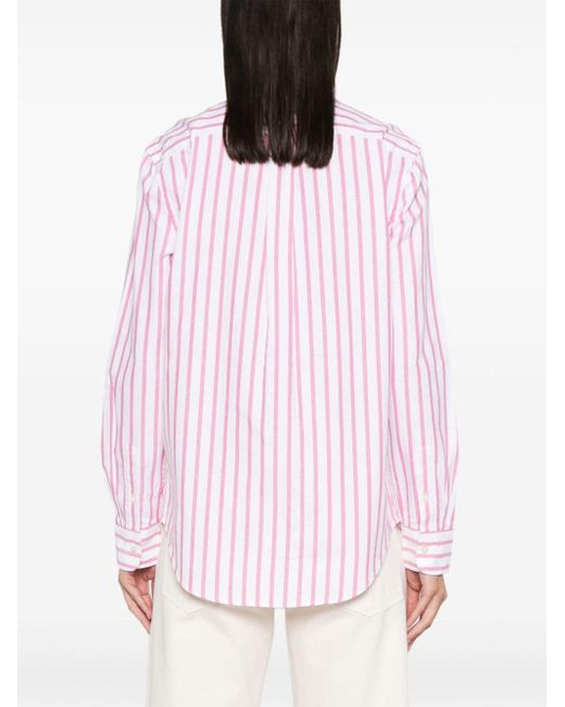 Polo Ralph Lauren Pink Polo-Pony-Motif Striped Shirt