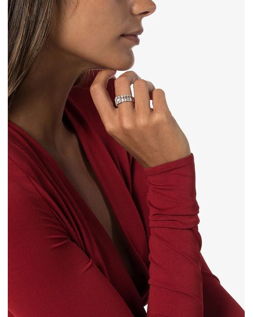 SHAY 18k White Gold Illusion Centre Dot Dash Diamond Ring - Women's - Diamond/18kt White Gold