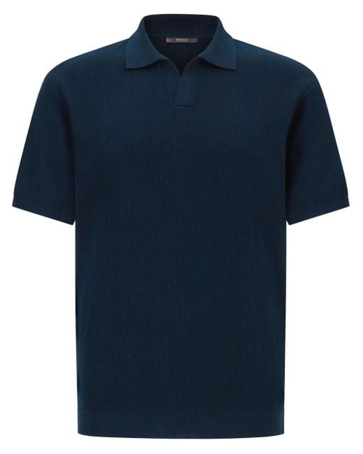 BOGGI Men's Blue Knitted Polo Shirt