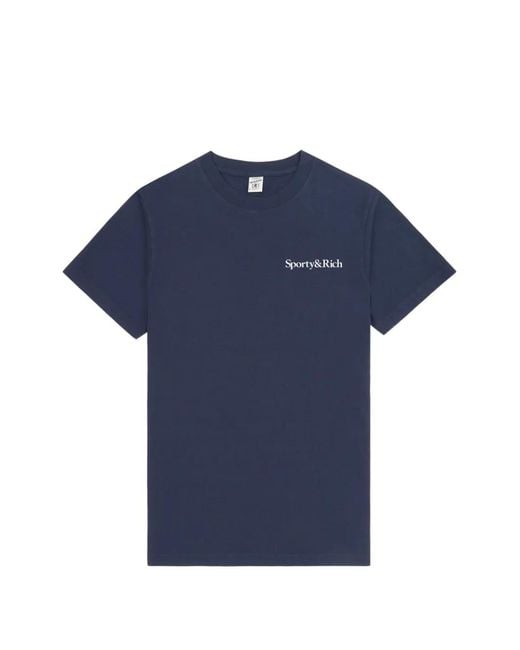 Sporty & Rich Blue Short-Sleeve Logo-Detail T-Shirt for men