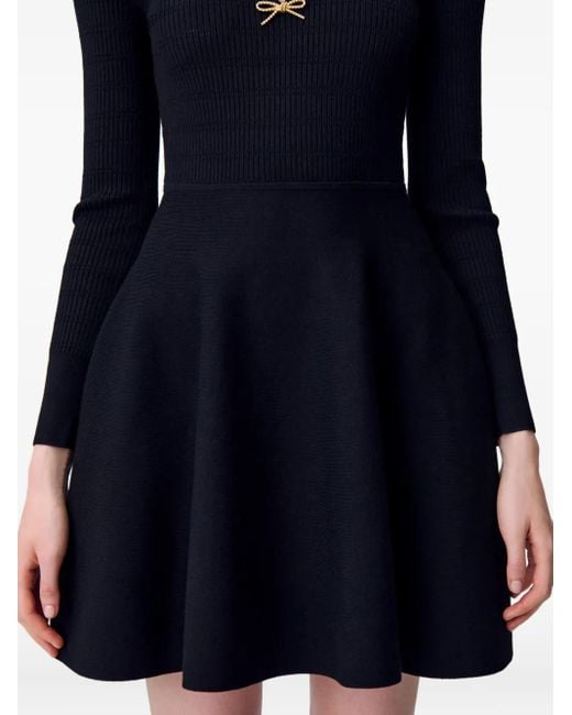 Claudie Pierlot Black Short Knitted Dress With Knots
