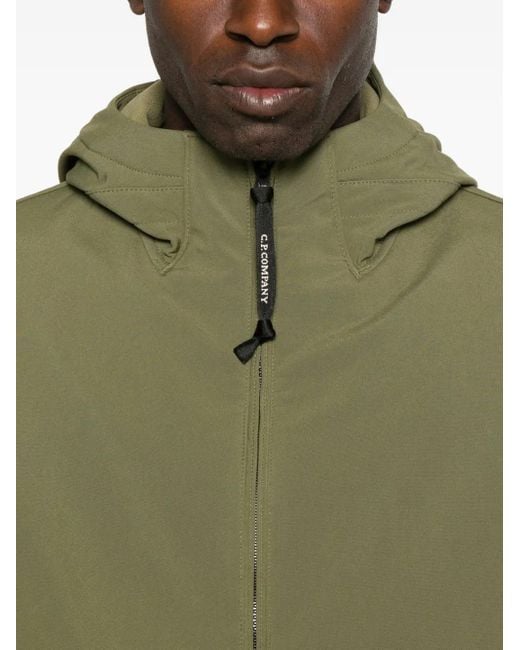 C P Company Green Hooded Zip-Front Jacket for men