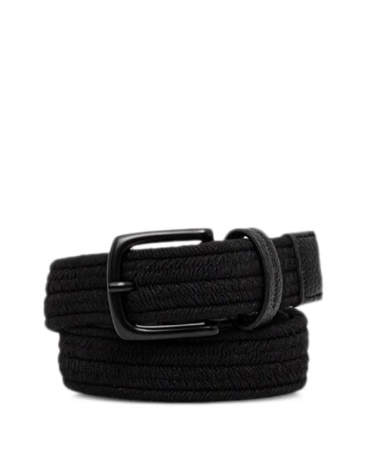 ARMANI EXCHANGE Black Woven Texture Belt for men