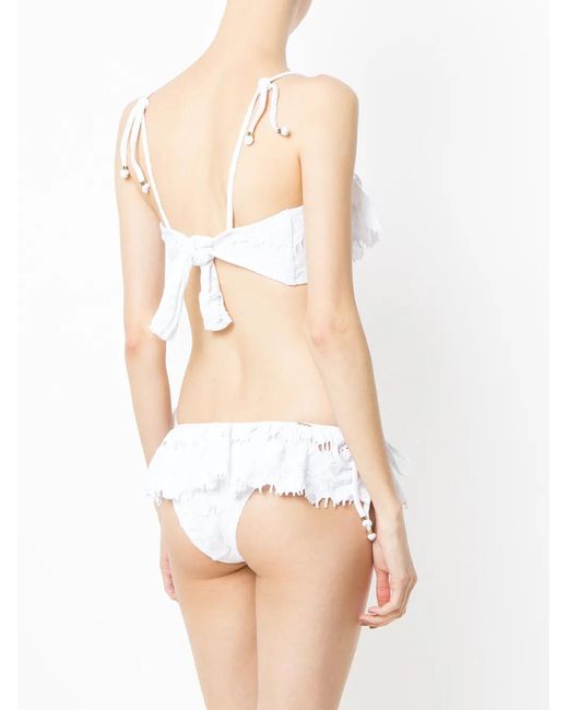 Amir Slama White Ruffled Bikini Set