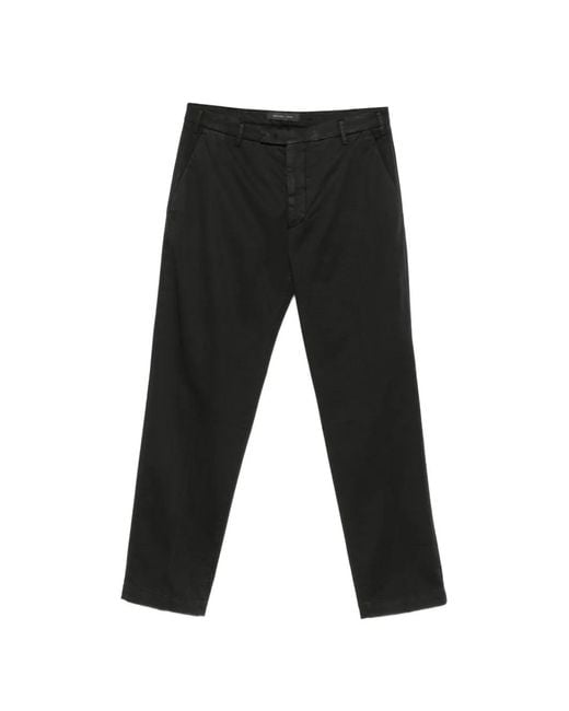 Michael Coal Black Belt-Loop Trousers for men