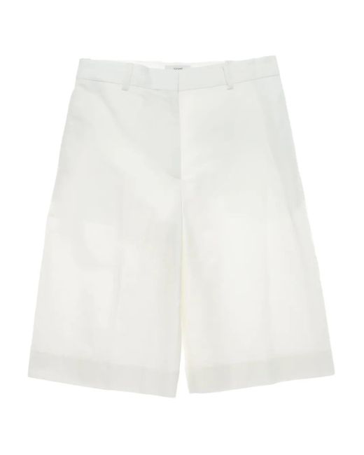 Totême  White Front-Crease Tailored Shorts