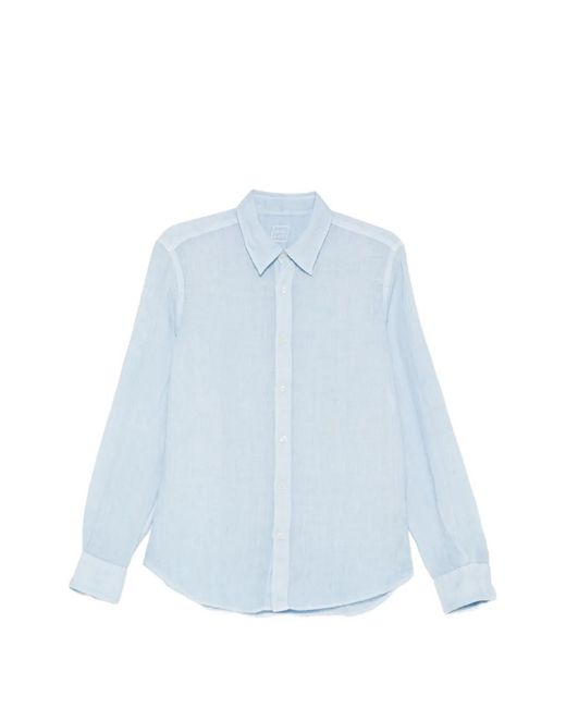 120% Lino Blue Button Shirt for men