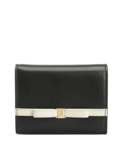 Ferragamo Black Ribbon-Detail Wallet