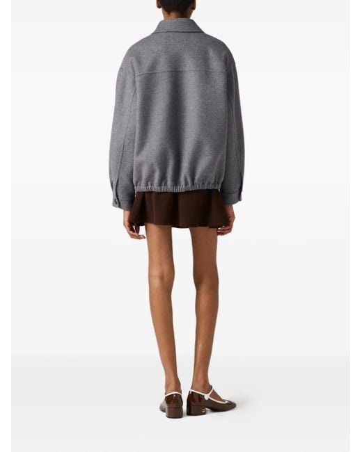 Miu Miu Gray Wool-Cashmere Shirt Jacket