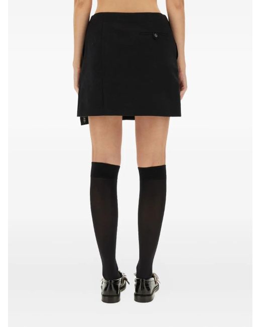 Moschino Black Draped-Detail Mini Skirt