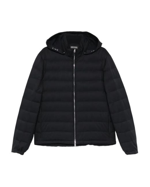 Zegna Black Veste Zippée À Capuche for men