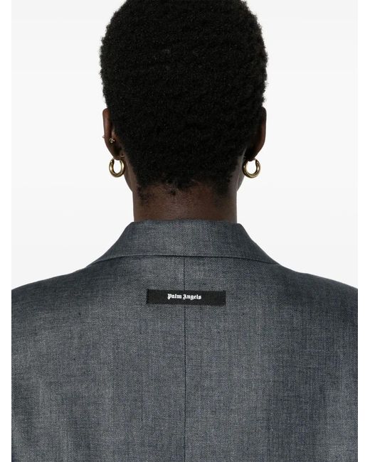 Palm Angels Gray Single-Breasted Linen Blazer