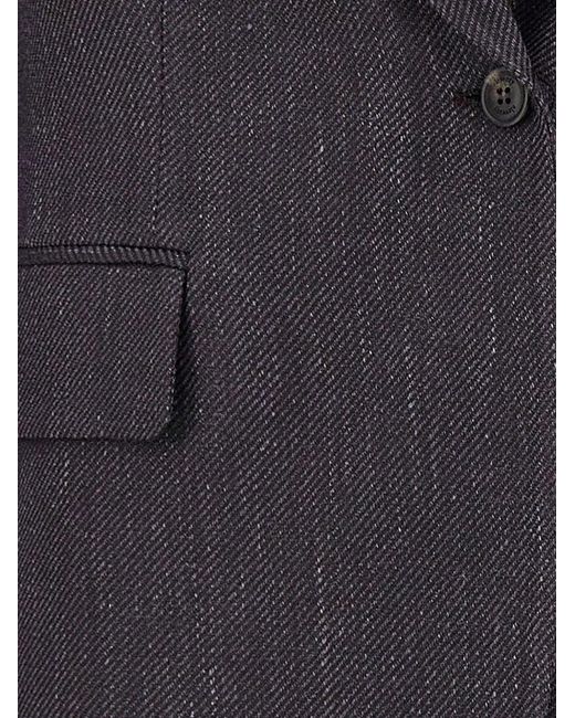 Eleventy Gray Single-Breasted Wool-Blend Blazer