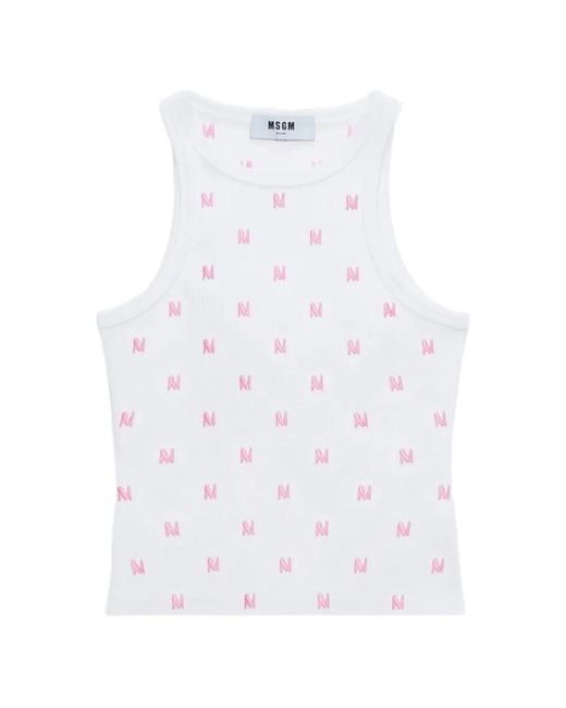 MSGM Top Met Monogram in het White