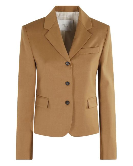 Tela Brown Notched-Lapel Three-Button Jacket