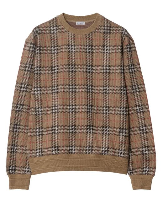 Maglione Con Motivo Vintage Check di Burberry in Brown da Uomo