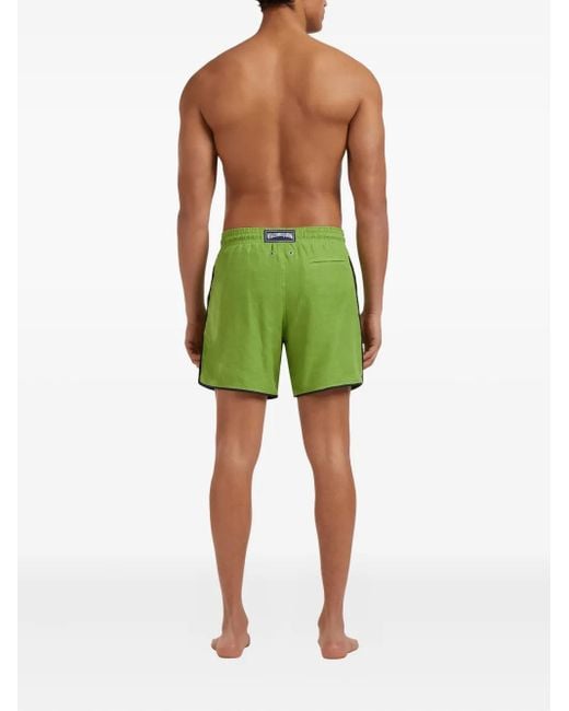 Vilebrequin Green Drawstring Piped Linen Swim Shorts for men
