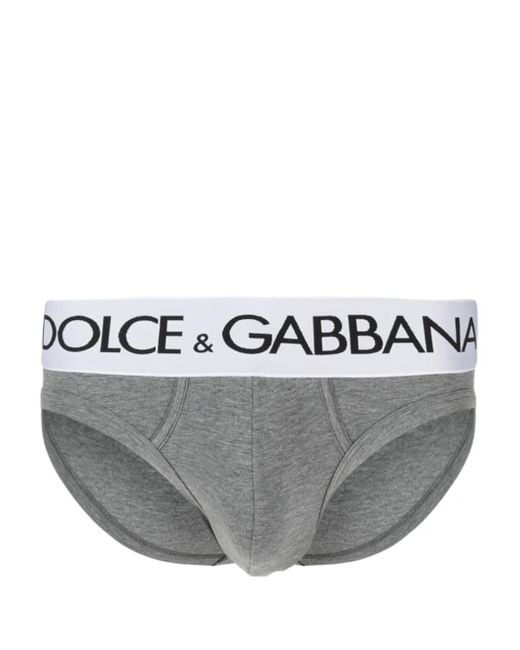 Dolce & Gabbana Gray Logo-Waistband Stretch Briefs for men