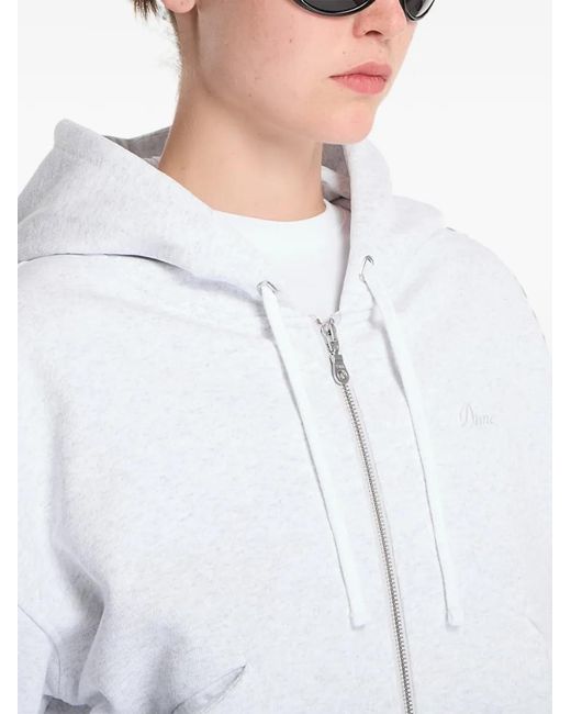 Dime White Hoodie Zippé À Coupe Crop