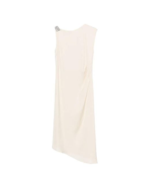 Peserico White Embellished Draped Dress