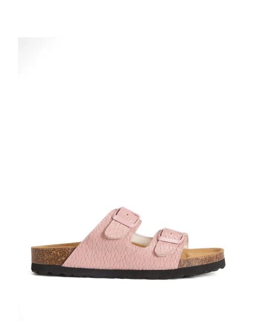 Woolrich Pink Printed Buckle Leather Sandals