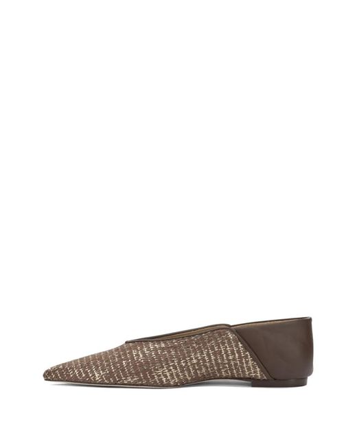 Ammb Milano Brown Woven-Effect Pointed-Toe Ballet Flats