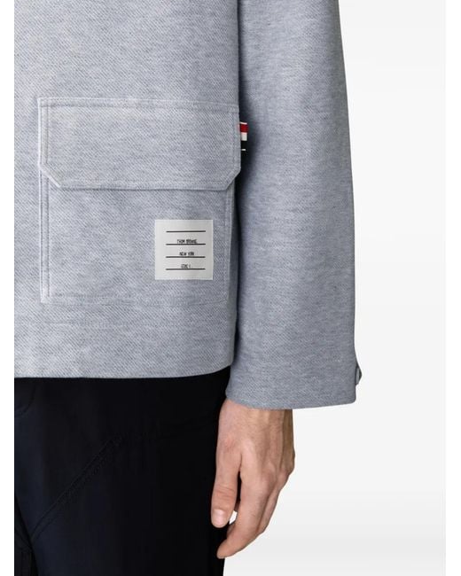 Thom Browne Gray Zip-Fastening Hooded Jacket for men