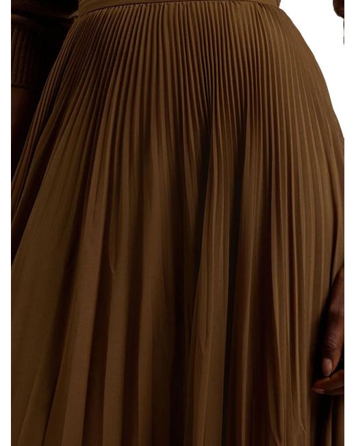 Gonna Lunga Plissettata di Ralph Lauren in Brown